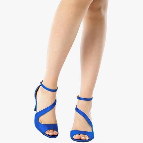 🔥NWOB Dream Pairs Blue Nile Open Toe Heels Size 8 - Picture 1 of 14